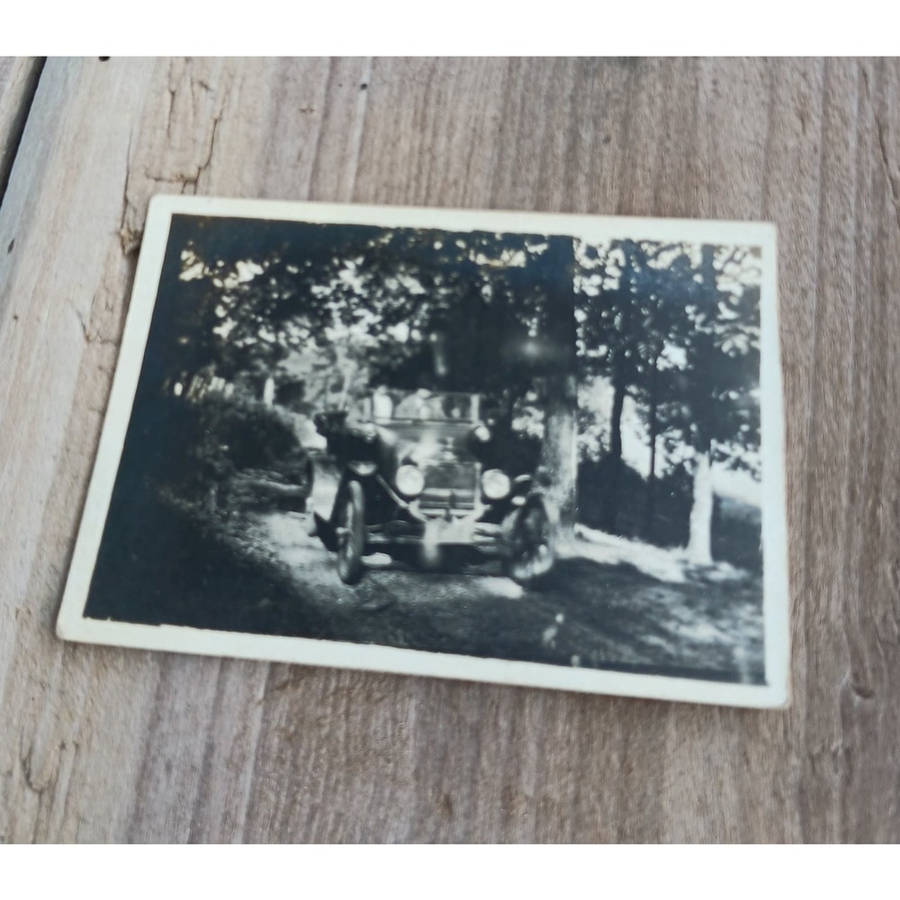Old Ford Car Man Driving on a Dirt Country Road Black and White Photograph - Picture 2 of 3